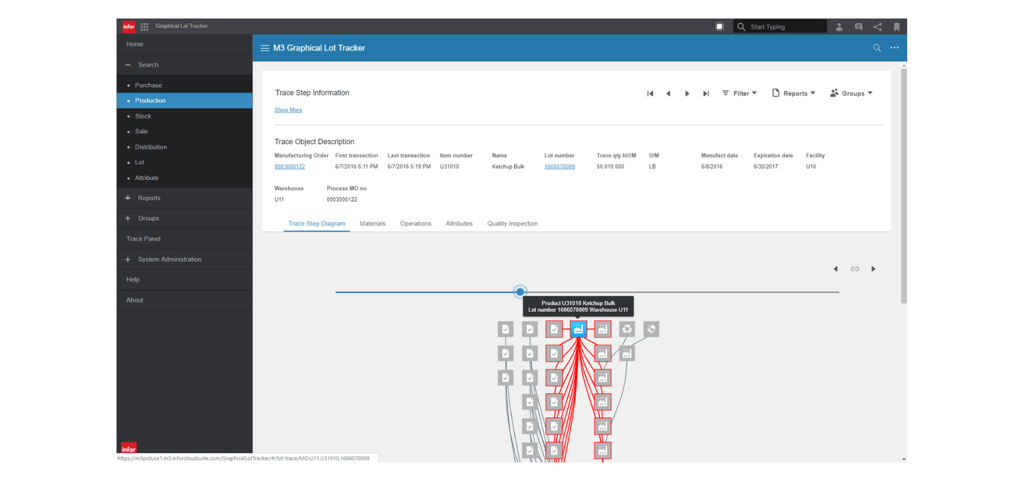 Infor graphical lot tracker