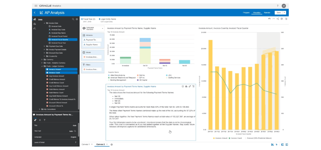Oracle analytics interface
