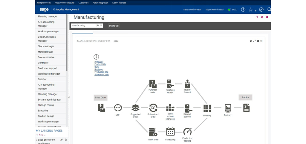 Sage Enterprise Management interface