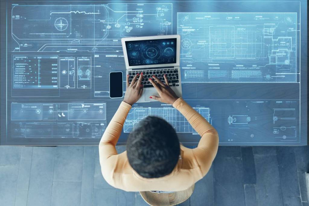 woman working on her laptop