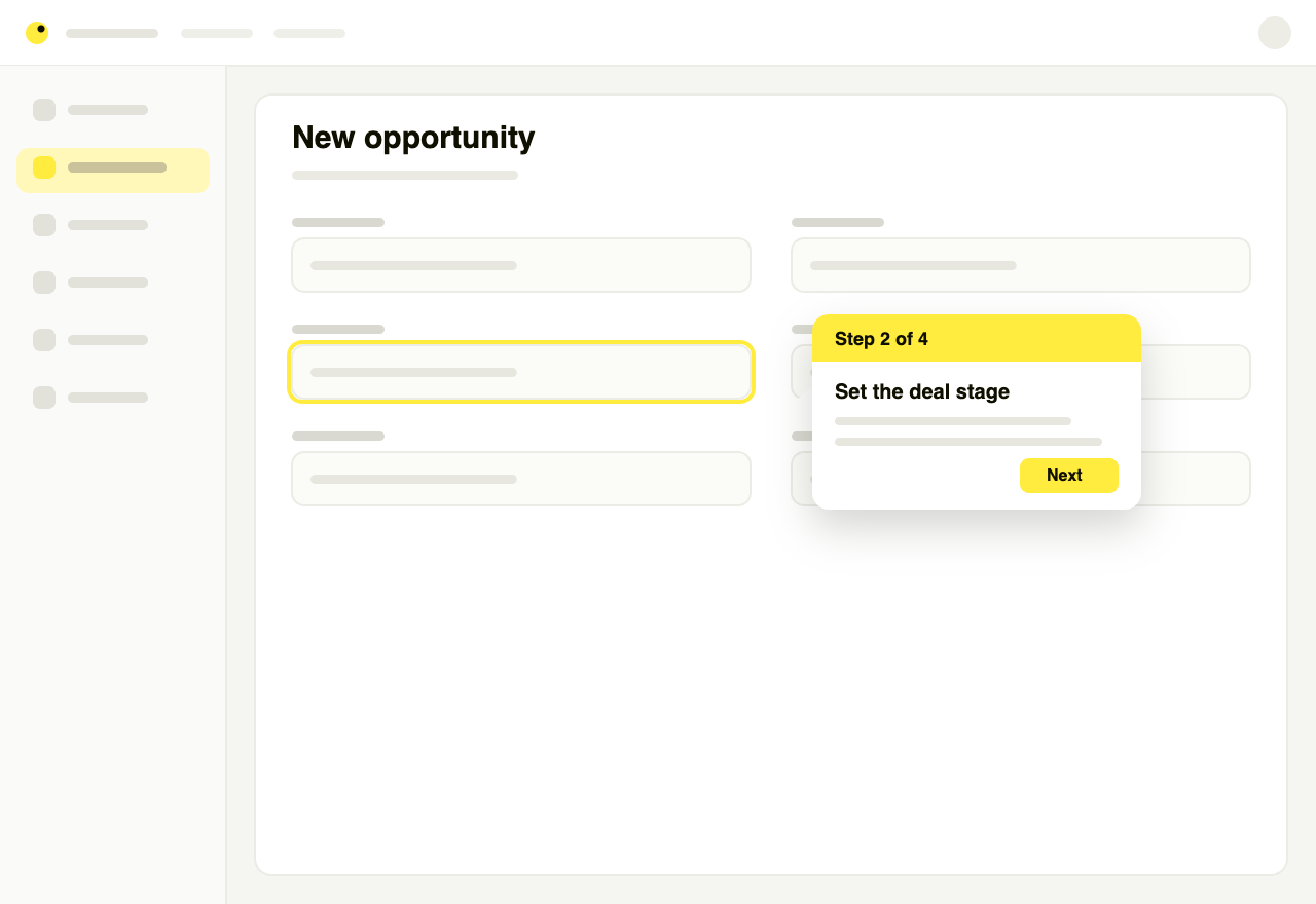 Step-by-step guide inside a business application