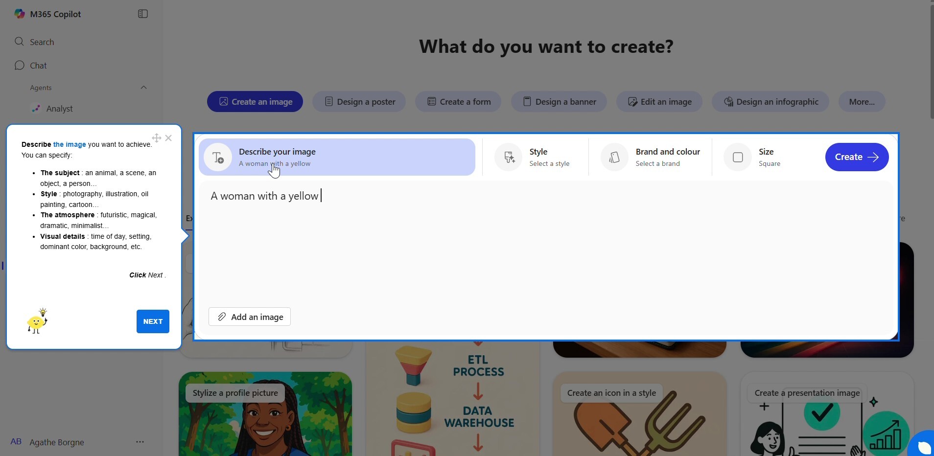 Lemon guide inside Microsoft 365 Copilot Create an image