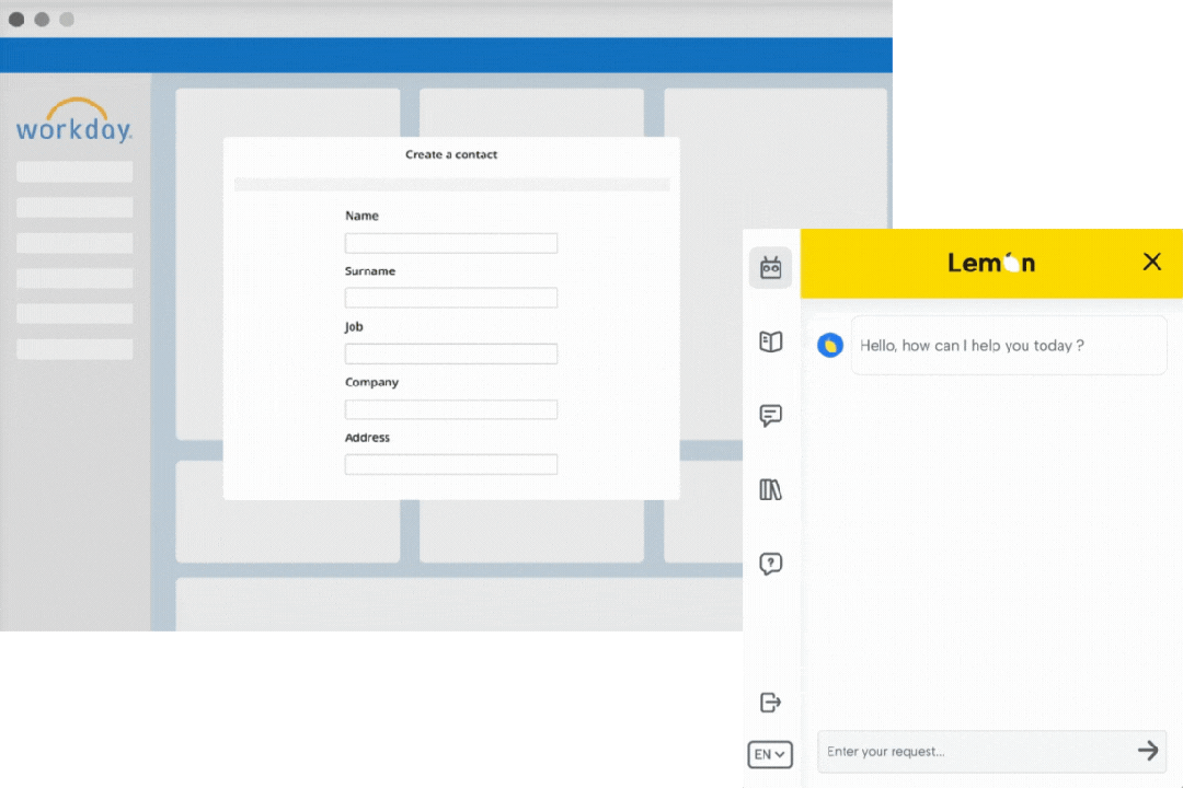 Lemon Adoption — in-app guide running on a live Workday screen