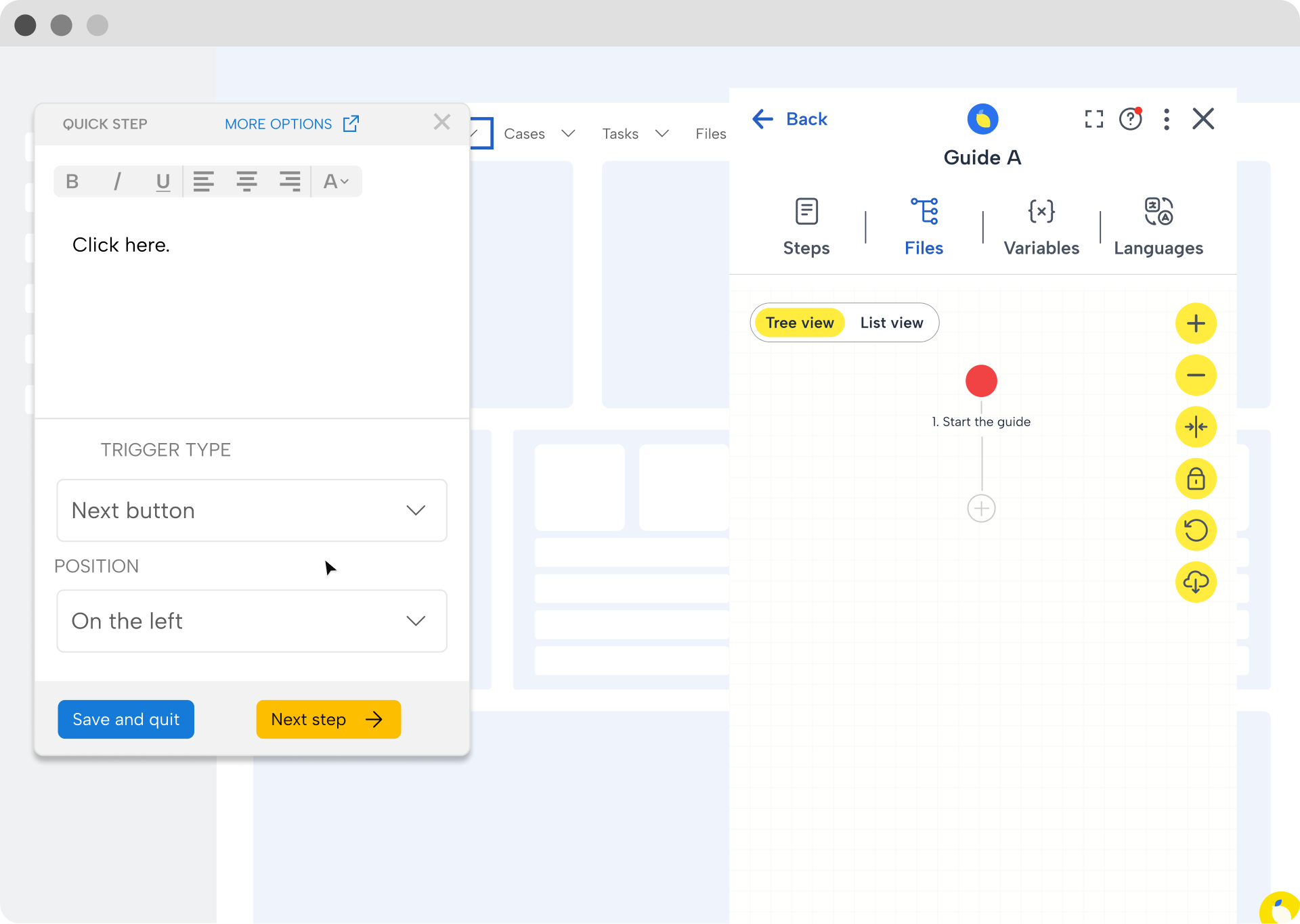 Click an element and write the guide step