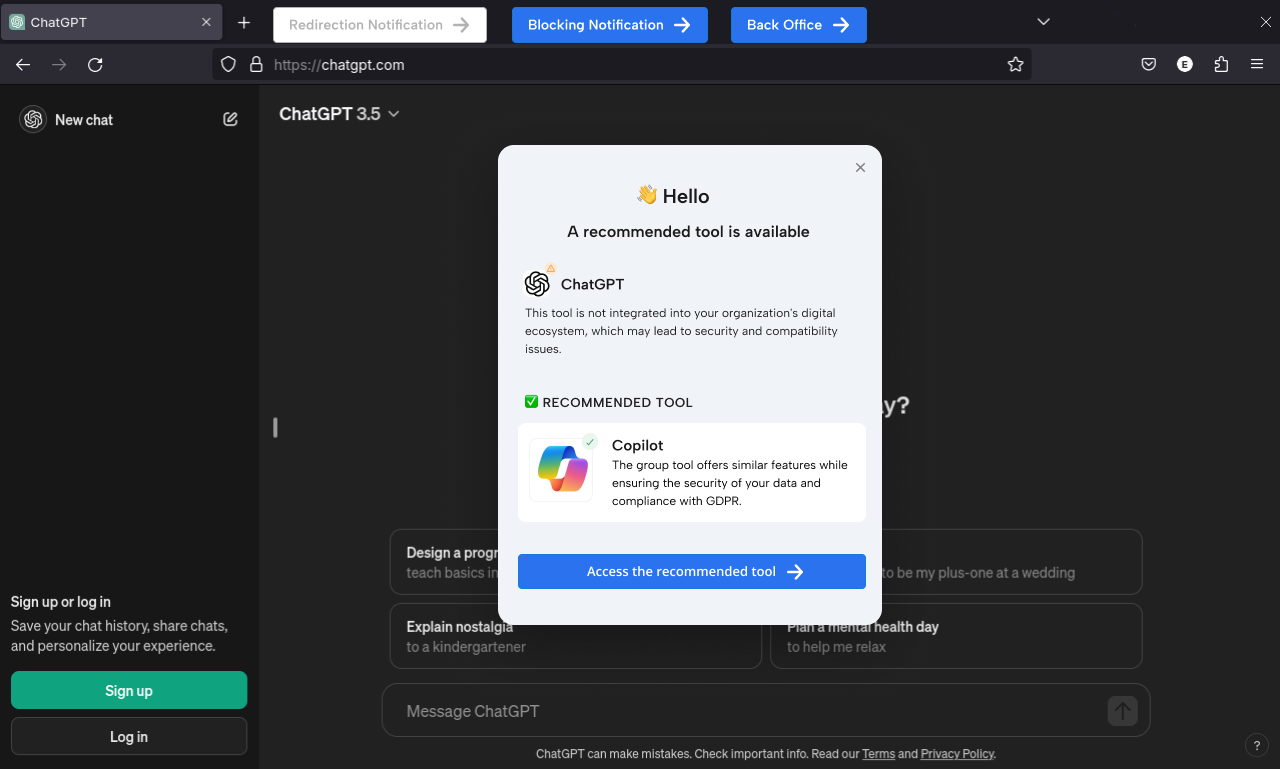 Gouvernance IT - Notif de redirection