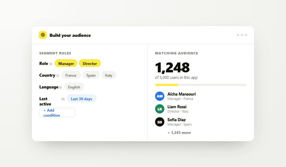 Target the audience for an announcement
