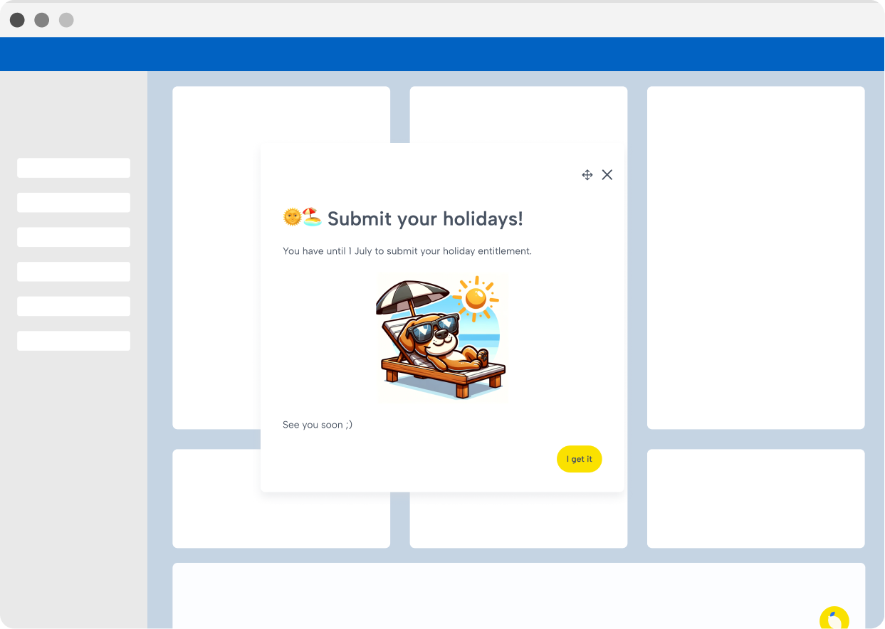 Lemon push notification announcing a new Cornerstone module