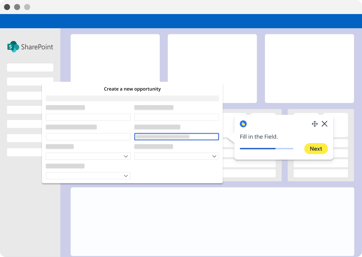 Lemon interactive guide running step by step inside SharePoint