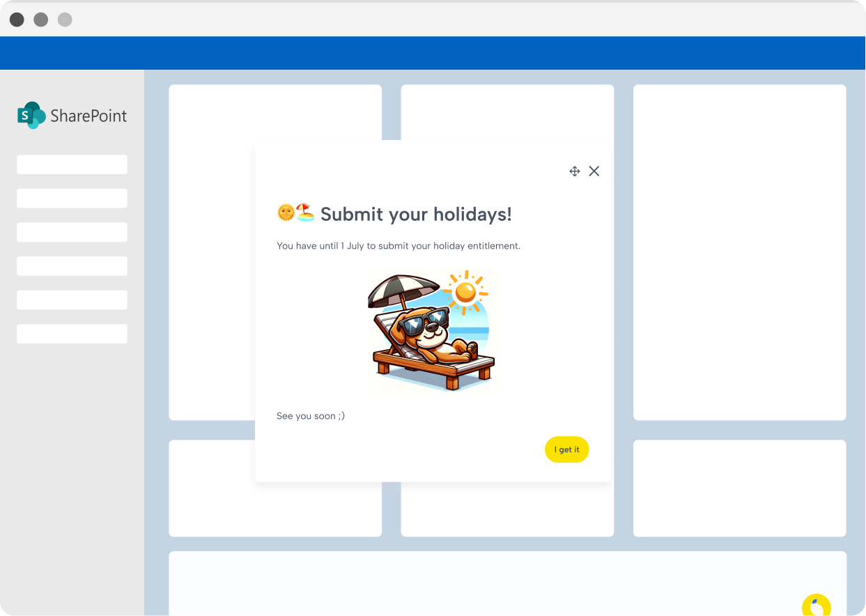 Lemon push notification announcing a SharePoint change