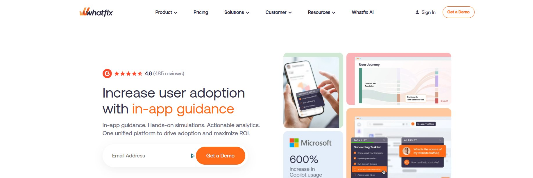 Whatfix homepage